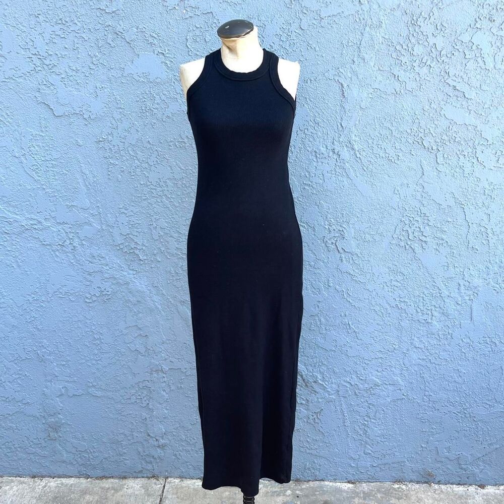 Black Maxi Dress ribbed bodycon Perfectwhitetee XS